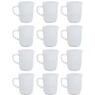 Jogo 12 Caneca Americana Porcelana Lisa Branca Xicara 220ml