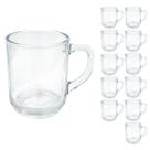 Jogo 12 Canecas De Vidro Lisa 250ml Transparente Praticasa