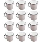 Jogo 12 Canecas Esmaltas Xicaras de Café Chá Brancas 400ml Caneca Agata Metallouça
