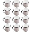 Jogo 12 Canecas Esmaltas Xicaras de Café Chá Brancas 400ml Caneca Agata Metallouça