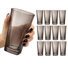 Jogo 12 Copos Alto De Vidro Grosso 280ml Quadrado Liso Luxo
