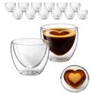 Jogo 12 Copos Caneca De Vidro Dupla Camada Coração Love 90ml