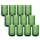Jogo 12 Copos De Vidro Versalhes Verde Borda Dourada 420ml