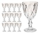 Jogo 12 de Copos Diamante 340ml Vidro Transparente Vinho