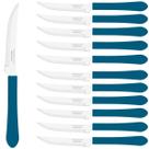 Jogo 12 Facas de Mesa Talher Leme Churrasco Tramontina Inox Azul Jogo 12 Facas de Mesa Talher Leme Churrasco Tramontina Inox Azul