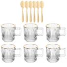 Jogo 12 Pçs Xícaras de Café Vidro 90ml Colheres Inox Dourado Lyor Recepção Atendimento Jogo 12 Pçs Xícaras de Café Vidro 90ml Colheres Inox Dourado Lyor Recepção Atendimento