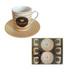Jogo 12 Pçs Xícaras Pires de Café 80ml Porcelana Fina Kook