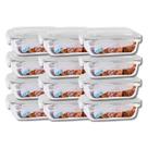 Jogo 12 Pote de Vidro Hermético Marmita Tampa 4 Travas 640ml