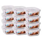 Jogo 12 Pote Hermetico 800ML Quadrado Vidro Marmita Microondas