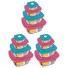 Jogo 12 Potes Quadrado Vidro 300ml 500ml 1L 2L Marinex Nadir