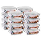 Jogo 12 Potes Vidro Retangular 1040ml Tampa Com Travas Resistentes