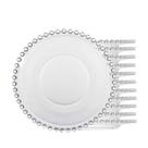 Jogo 12 Prato de Sobremesa Cristal Pearl Clear Transparente Bolinha Wolff 19cm
