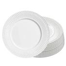 Jogo 12 Prato Raso de Cerâmica 26,5cm Branco Roma Porto Brasil