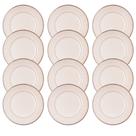 Jogo 12 Prato Raso de Jantar Cerâmica Linear Branco Premium 27cm Lyor