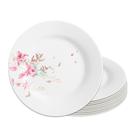 Jogo 12 Prato Raso de Vidro Branco Flowers Bord 25,5cm Em Casa Tem Jogo 12 Prato Raso de Vidro Branco Flowers Bord 25,5cm Em Casa Tem