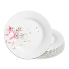 Jogo 12 Prato Raso De Vidro Branco Flowers Bord 25,5cm Em Casa Tem