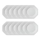 Jogo 12 Pratos de Sobremesa Prisma Brancos 20,5 cm Porcelana Schmidt