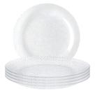 Jogo 12 Pratos Fundos De Vidro 22 cm Almoço Jantar Mesa Transparente Rosas