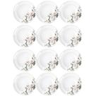 Jogo 12 Pratos Fundos Redondos 23cm Garden em Porcelana com Estampa Floral Germer