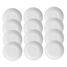 Jogo 12 Pratos Raso Coup Branco Liso Cerâmica Alleanza 29cm