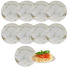 Jogo 12 Pratos Raso Refeição 25cm Melamina Decorada Marmore