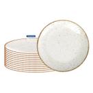 Jogo 12 Pratos Raso Tramontina Porcelana 25cm Rustico Marrom