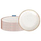 Jogo 12 Pratos Raso Tramontina Porcelana 28cm Rustico Marrom