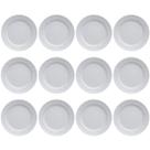 Jogo 12 Pratos Rasos Redondos 26,5cm em Porcelana com Relevo Tassel Germer Branco