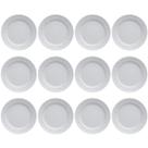 Jogo 12 Pratos Rasos Redondos 26,5cm em Porcelana com Relevo Tassel Germer Branco