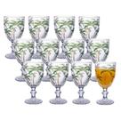 Jogo 12 Taça De Coqueiro Palm Tree Vidro Transparente Com Desenho Palmeira Class Home 300ml