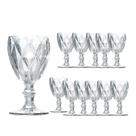 Jogo 12 Taças de Vidro Cor Transparente Diamante Clear p/ Água Vinho Class Home 240ml