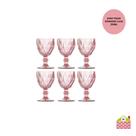 Jogo 12 Taças Diamond Bico de Abacaxi Rosa Agua, Suco, Vinho, Refrigerante 320ML Luxo