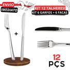 Jogo 12 Talheres Inox para Cozinha 6 Garfos 6 Facas Talheres Alta Qualidade Para Casa Restaurantes