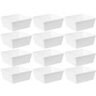 Jogo 12 Travessas Retangulares 1,4L Plástico Branco Saladeira Coza Uno Servir Buffet Restaurante