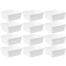 Jogo 12 Travessas Retangulares 1,4L Plástico Branco Saladeira Coza Uno Servir Buffet Restaurante