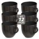 Jogo 12 Xícara Chá Café 170ml Preto em Porcelana - Mundo da Porcelana