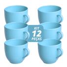 Jogo 12 Xícara Chá Café 95ml Azul em Porcelana - Mundo da Porcelana