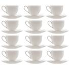 Jogo 12 Xícara de Café com Pires em Porcelana New Bone Butterfly Borboleta e Flores 100ml Lyor