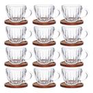 Jogo 12 Xícara de Chá Café Vidro Cristal com Pires de Madeira Acácia Montecarlo 180ml Haüskraft Premium Jogo 12 Xícara de Chá Café Vidro Cristal com Pires de Madeira Acácia Montecarlo 180ml Haüskraft Premium