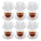 Jogo 12 Xicara de Chá com Pires Vidro Victoria Transparente Café Cappuccino 200ml Haüskraft