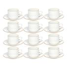 Jogo 12 Xícara de Chá Porcelana Borda Dourada com Pires Café Royal Premium 200ml Haüskraft