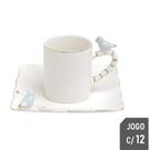 Jogo 12 Xícaras Café Porcelana Birds Plate Wolff 80ml