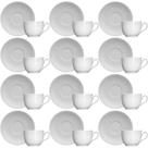 Jogo 12 Xícaras com Pires 75ml Café Porcelana Branca Relevo Chevron Germer Jogo 12 Xícaras com Pires 75ml Café Porcelana Branca Relevo Chevron Germer