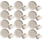 Jogo 12 Xícaras de Café com Pires 120ml Cerâmica Porto Brasil Bio Latte Mesa Posta