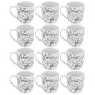 Jogo 12 Xícaras de Porcelana Grandes Chá Café 360ml Florida Branca Caneca Germer