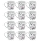 Jogo 12 Xícaras de Porcelana Grandes Chá Café 360ml Florida Branca Caneca Germer