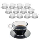 Jogo 12 Xícaras Lisa De Café Chá Vidro Com Pires Inox Tiffany 85ml Expresso Transparente Jogo 12 Xícaras Lisa De Café Chá Vidro Com Pires Inox Tiffany 85ml Expresso Transparente