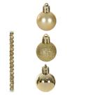 Jogo 15 Bolas De Natal Tubo Misto Dourado 3cm