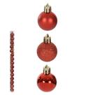 Jogo 15 Bolas De Natal Tubo Misto Vermelho 3cm