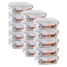Jogo 15 Potes Vidro Retangular 1040ml Tampa Com Travas Resistentes